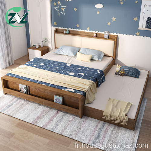 Lit en bois pliable de chambre à coucher à deux lits Lit en bois